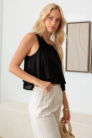 Boho Sleeveless Layered Frayed Edges Top