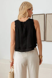 Boho Sleeveless Layered Frayed Edges Top