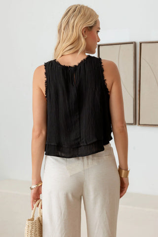 Boho Sleeveless Layered Frayed Edges Top